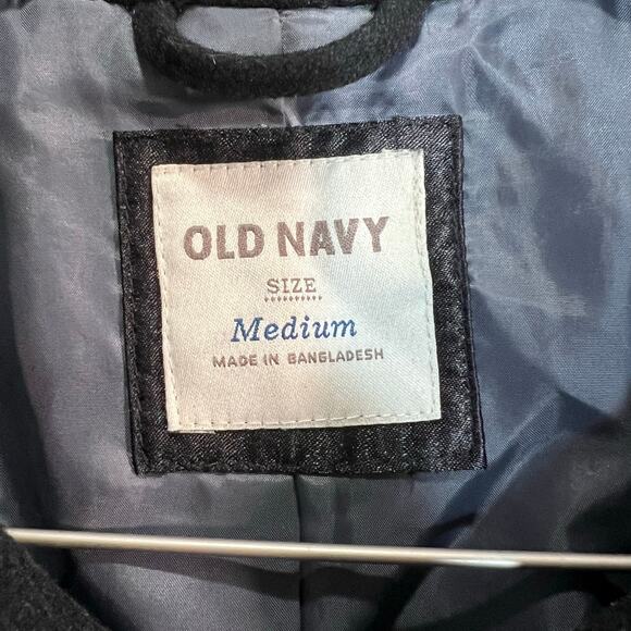 Old Navy Black Pea Coat Women’s Size Medium Cotton Wool Blend Winter Snow Cold - Picture 9 of 9